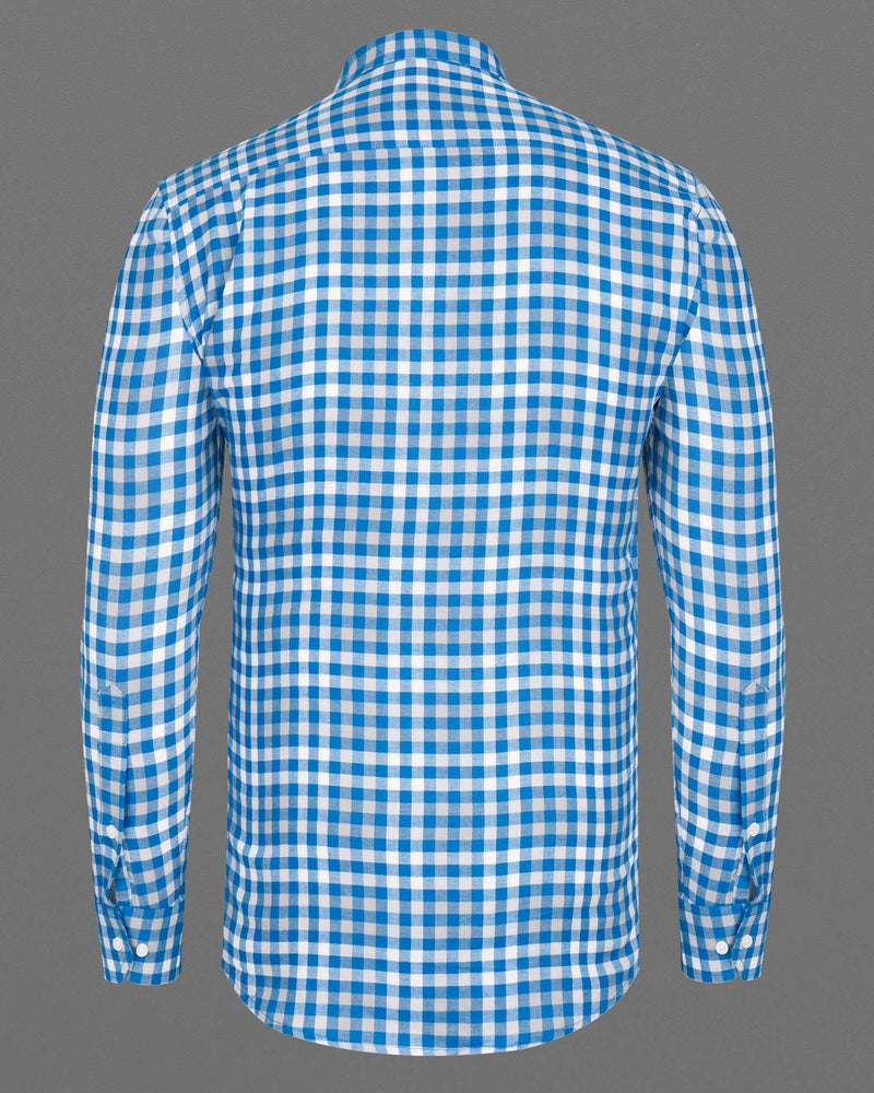 Medium Blue Gingham Twill Premium Cotton Shirt