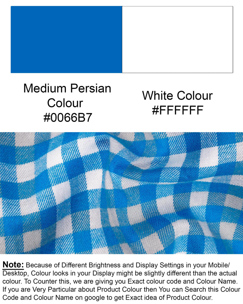 Medium Blue Gingham Twill Premium Cotton Shirt