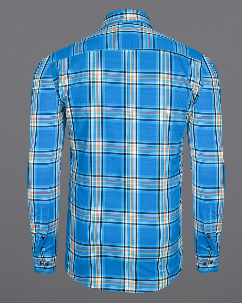 Lochmara Blue Plaid Premium Cotton Shirt