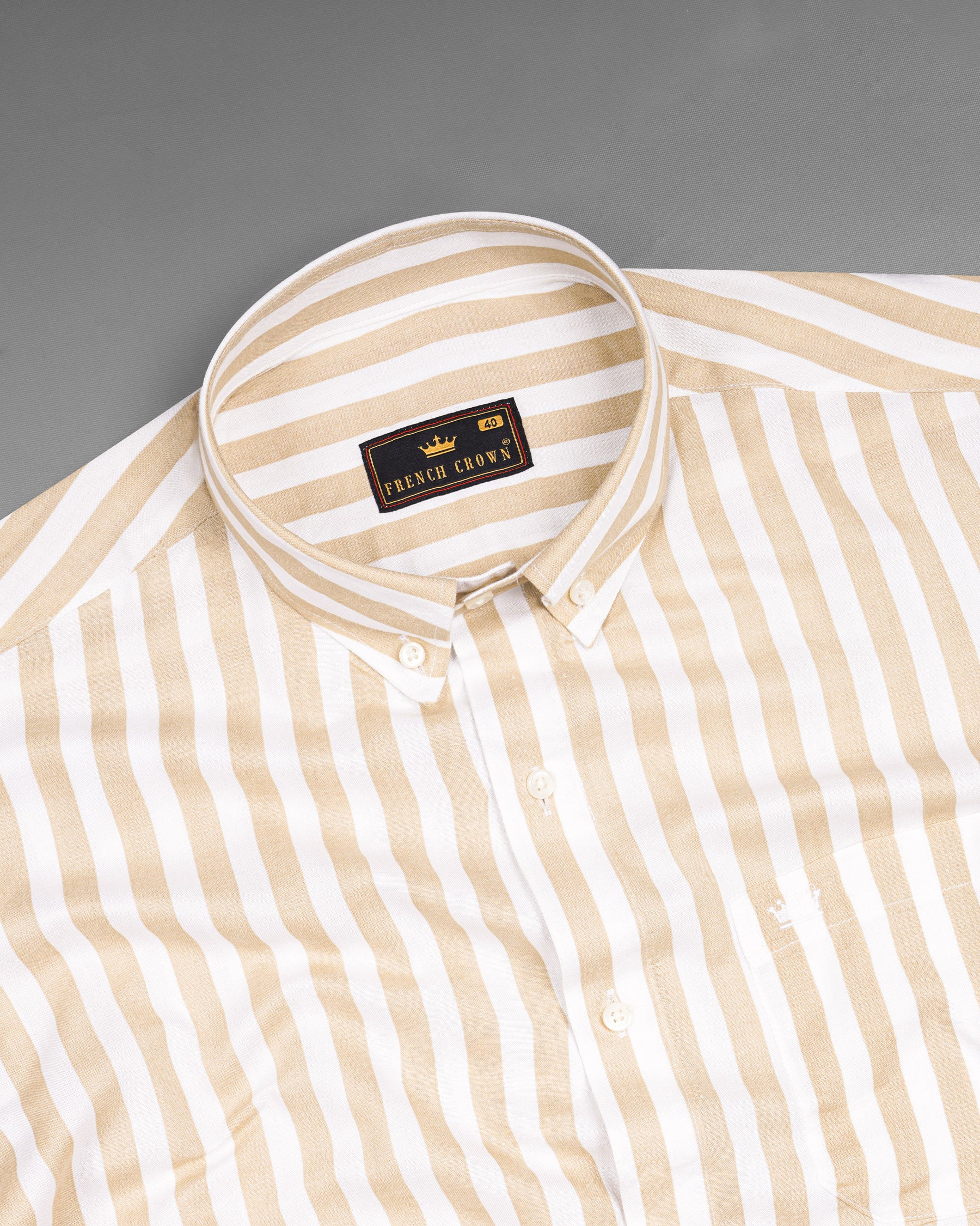 Pavlova Brown and Bright White Vertical Striped Premium Tencel Shirt