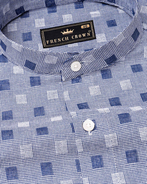 Meteorite Blue and White Square Dobby Textured Premium Giza Cotton Shirt 7277-M-38, 7277-M-H-38, 7277-M-39, 7277-M-H-39, 7277-M-40, 7277-M-H-40, 7277-M-42, 7277-M-H-42, 7277-M-44, 7277-M-H-44, 7277-M-46, 7277-M-H-46, 7277-M-48, 7277-M-H-48, 7277-M-50, 7277-M-H-50, 7277-M-52, 7277-M-H-52