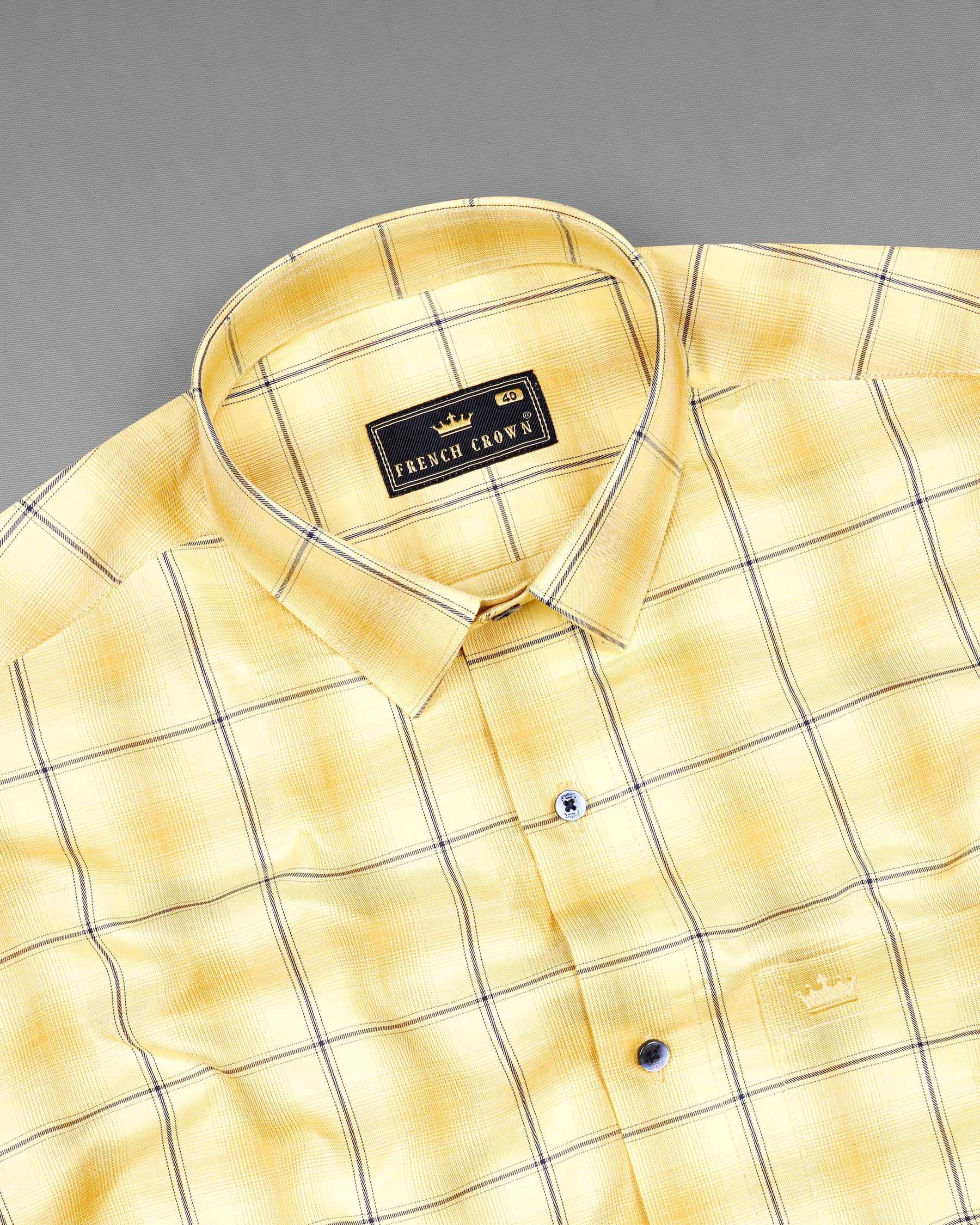 Ronchi Brown Windowpane Twill Premium Cotton Shirt