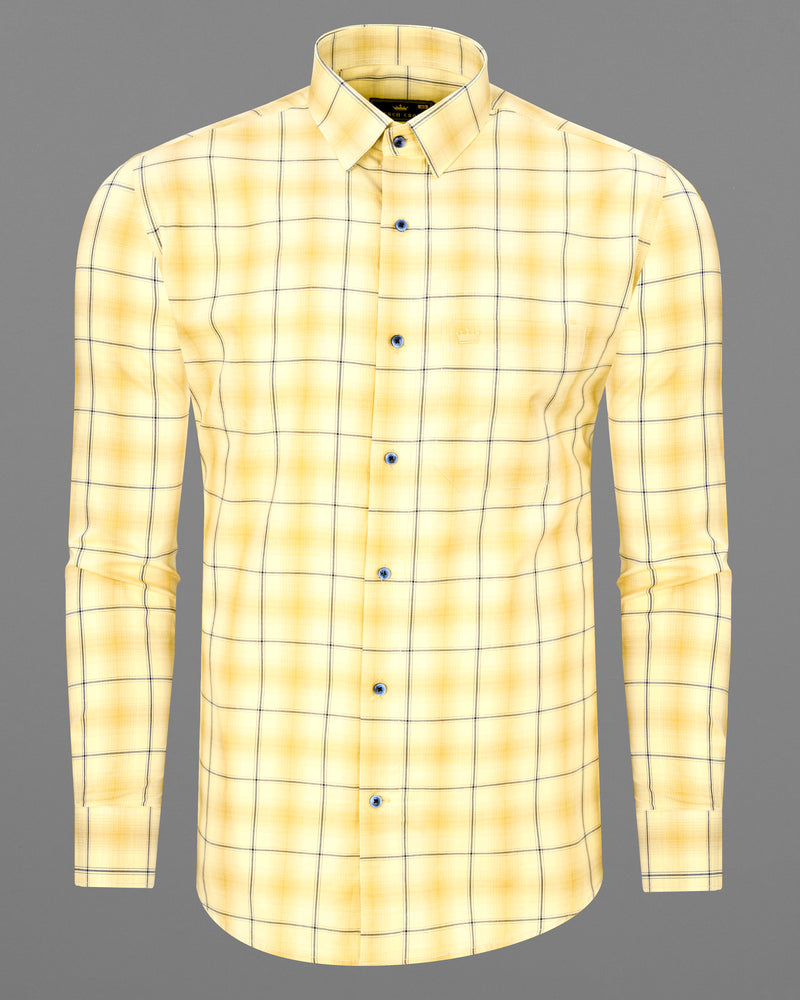 Ronchi Brown Windowpane Twill Premium Cotton Shirt