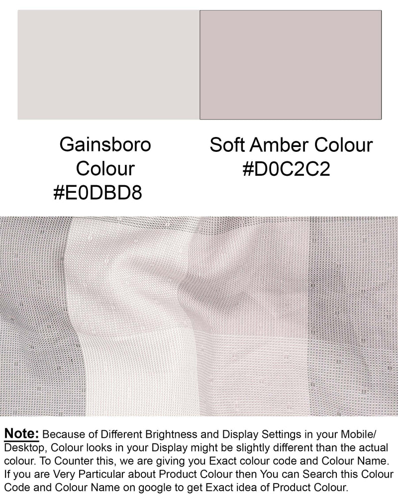Gainsboro Gray and Soft Amber Plaid Dobby Textured Premium Giza Cotton Shirt