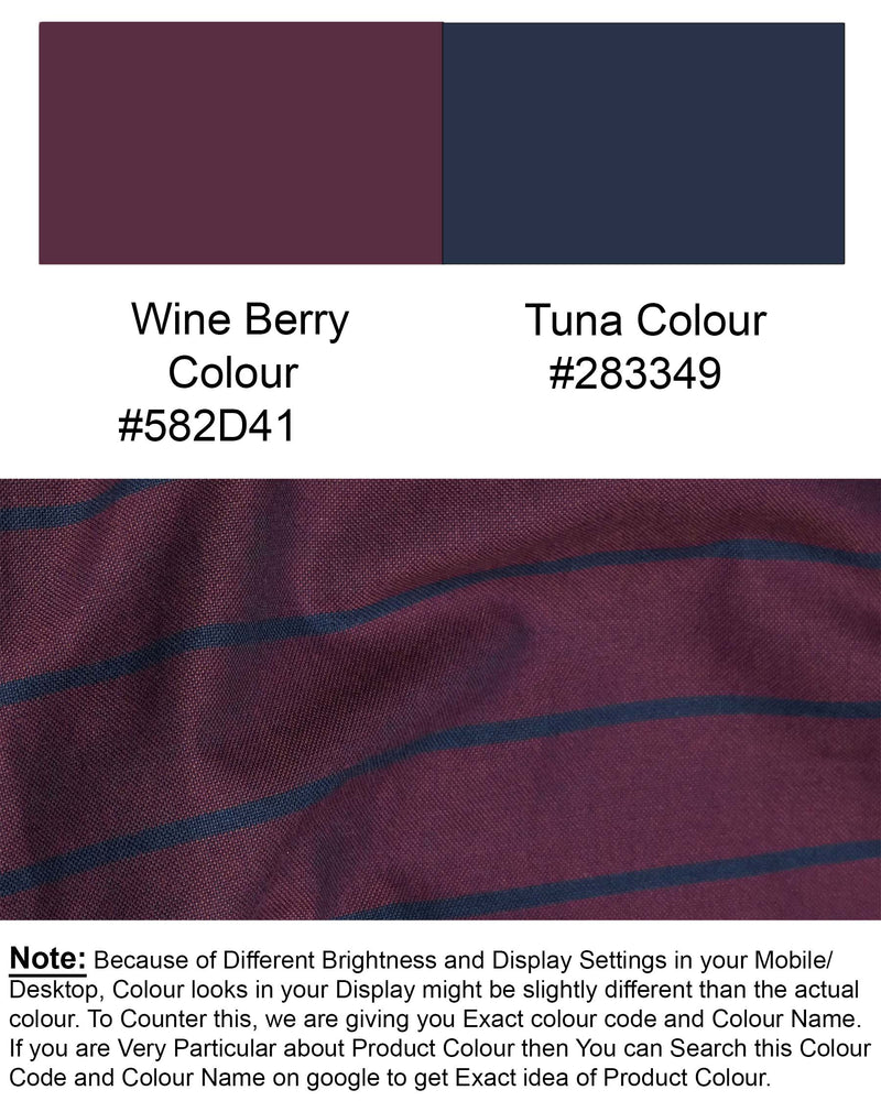 Wine Berry Striped Royal Oxford Shirt