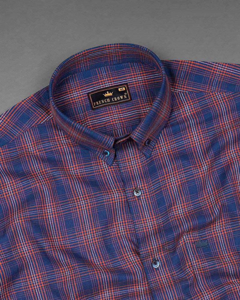 Mulled Blue Twill Plaid Premium Cotton Shirt