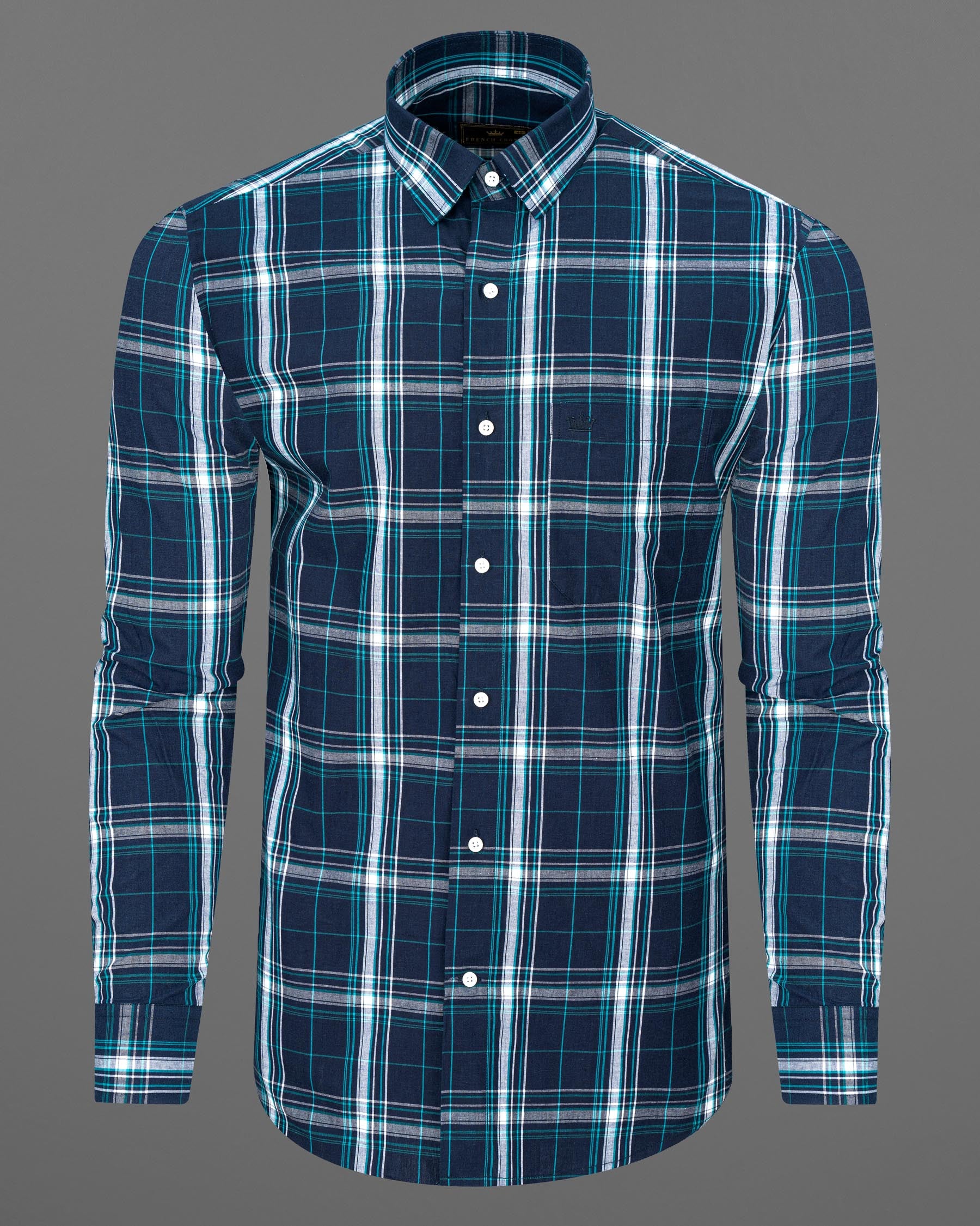 Rhino Blue Plaid Premium Cotton Shirt
