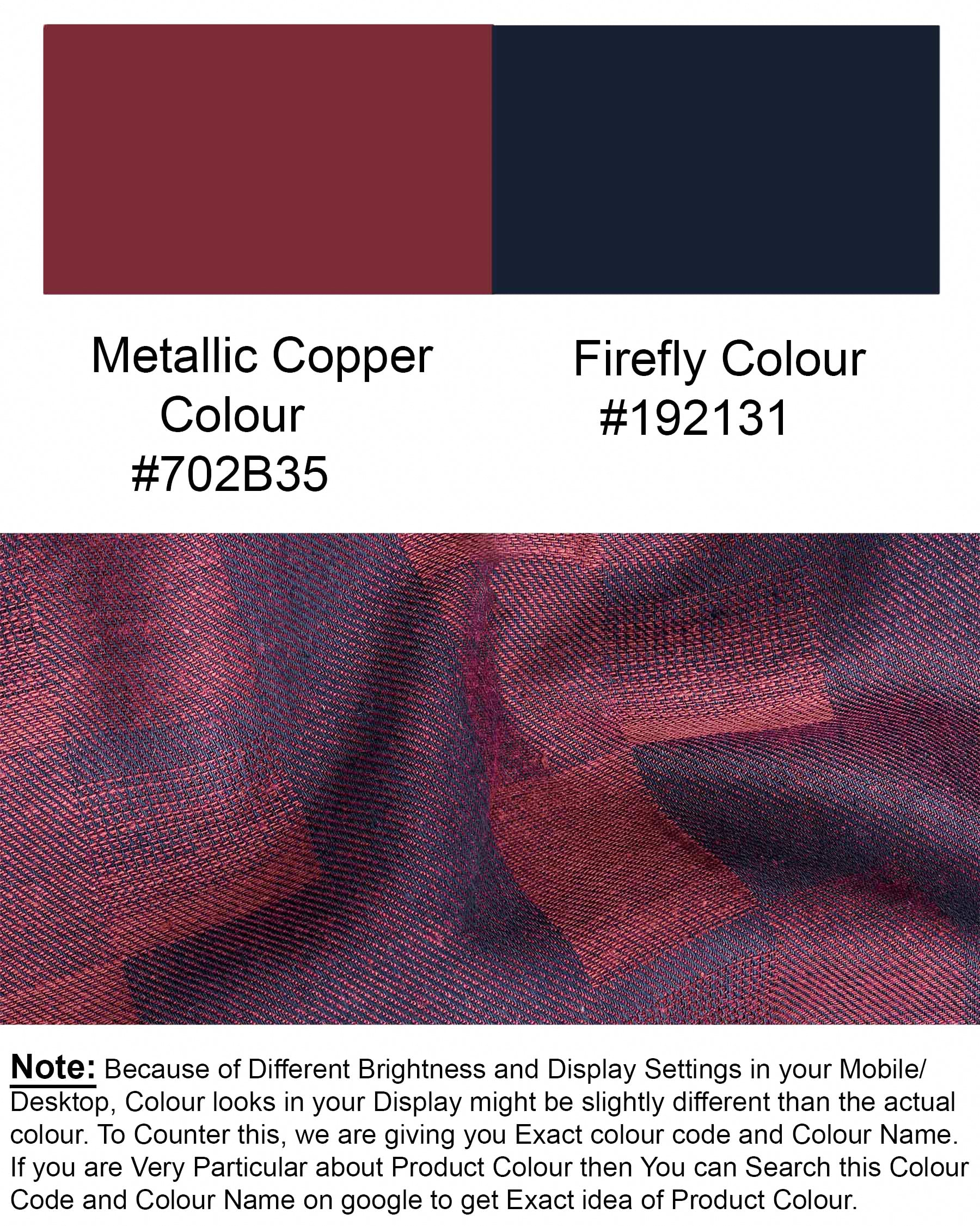 Metallic Copper and Firefly Dobby Textured Premium Giza Cotton Shirt