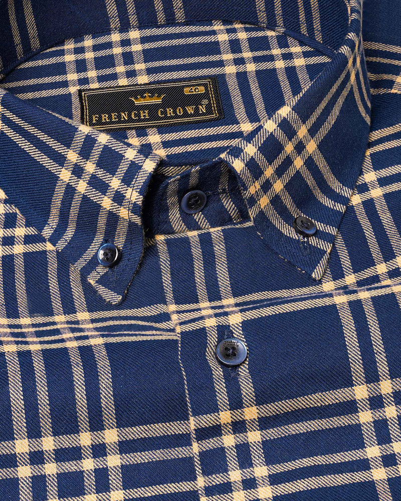 Cloud Burst Blue Twill Plaid Premium Cotton Shirt