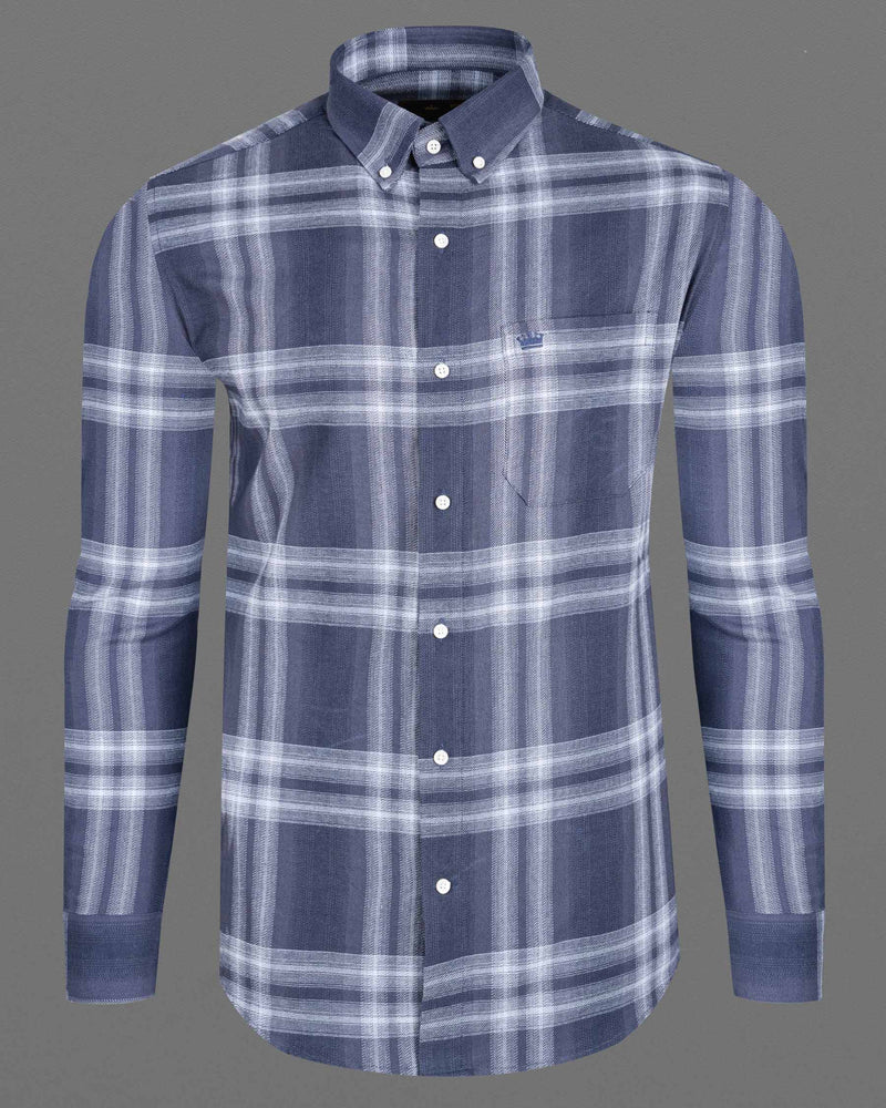 Mulled Wine Blue Plaid Flannel Shirt