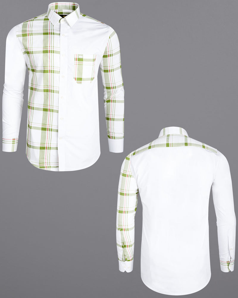 Half White Half Checkered Super Soft Premium Cotton Designer Shirt