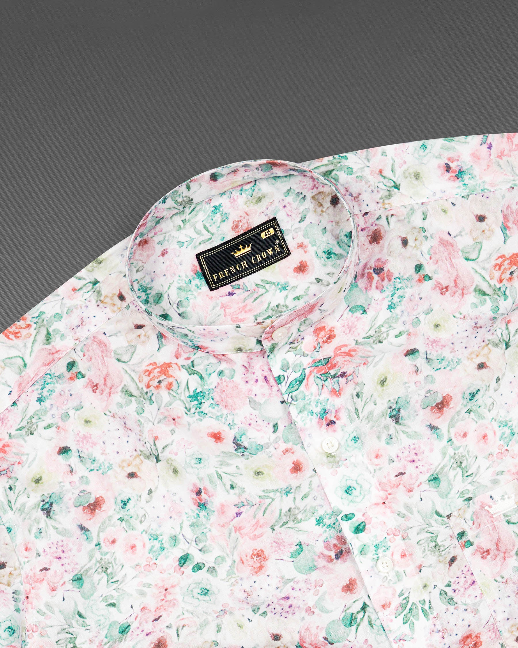 Bright White Multicolor Floral Printed Premium Cotton Shirt