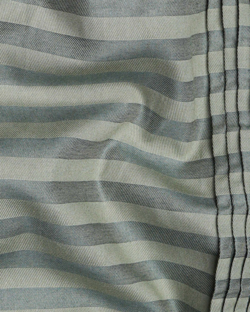 Mountain Mist Striped Snake Pleated Dobby Textured Premium Giza Cotton Shirt