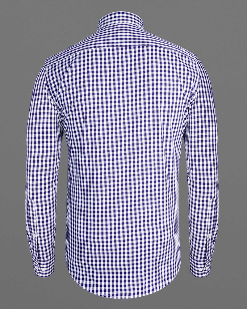 Meteorite Blue and White Checkered Premium Cotton Shirt