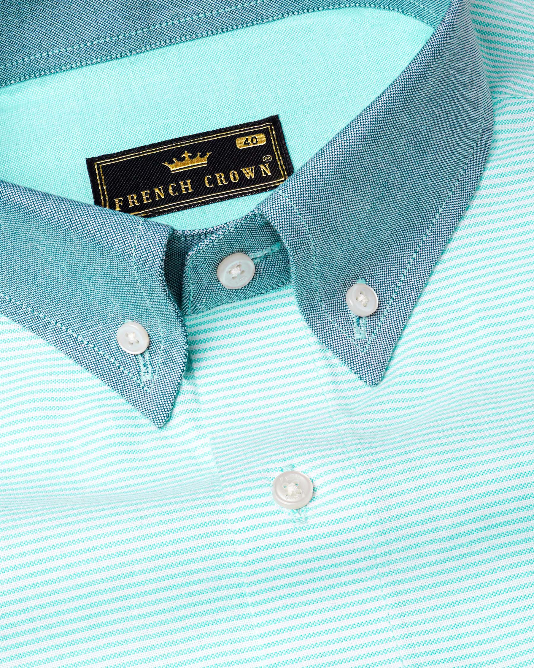 Aquamarine Blue with Gray and White Royal Oxford Shirt