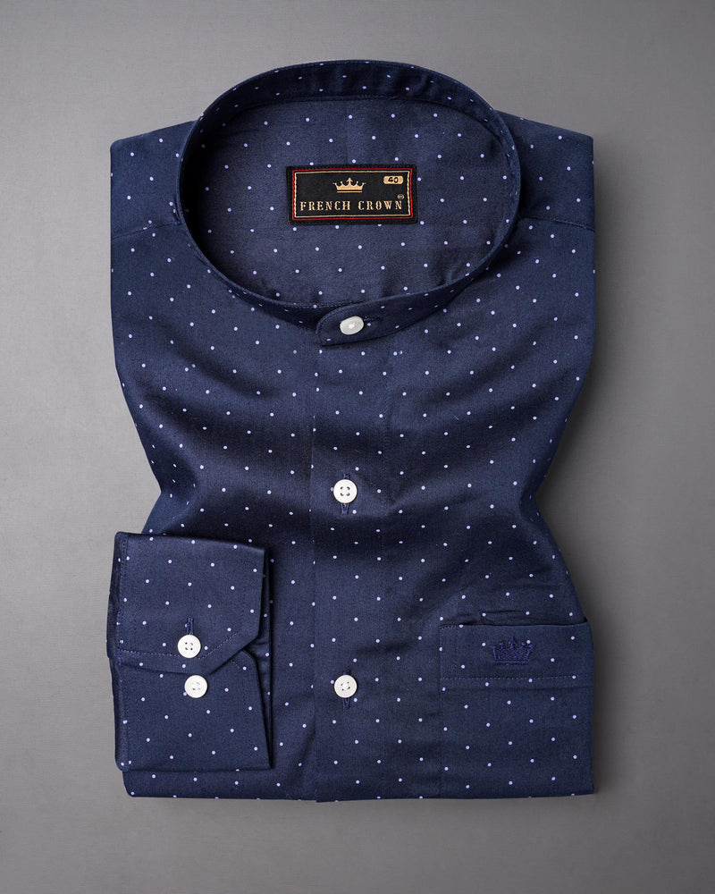 Ebony Clay Blue Polka Dotted Super Soft Premium Cotton Shirt