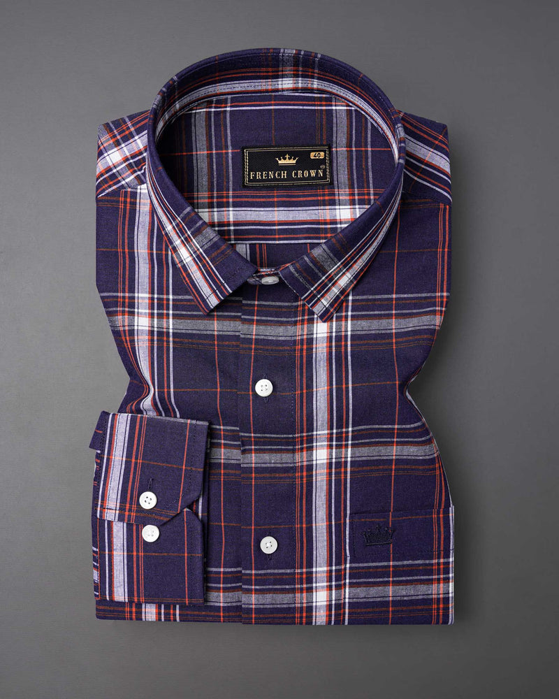 Ebony Blue Plaid Premium Cotton Shirt