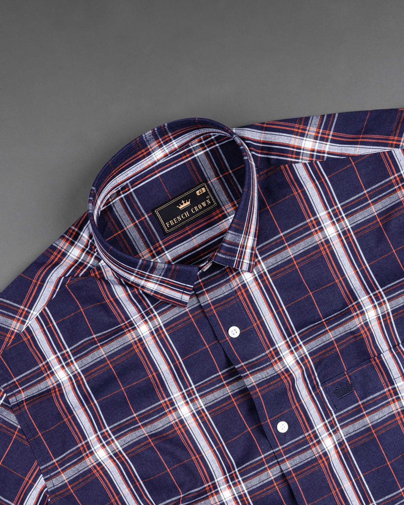 Ebony Blue Plaid Premium Cotton Shirt
