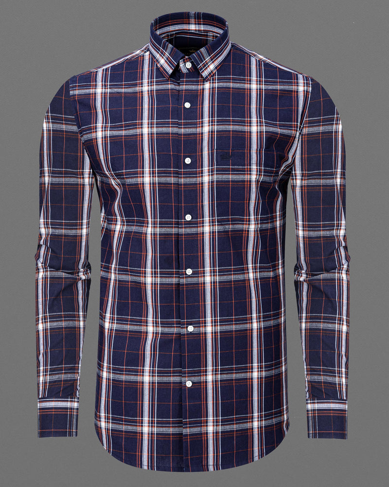 Ebony Blue Plaid Premium Cotton Shirt