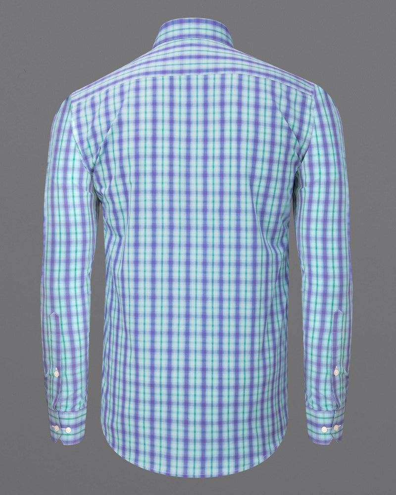 Pale Aqua with Chetwode Blue Plaid Premium Cotton Shirt