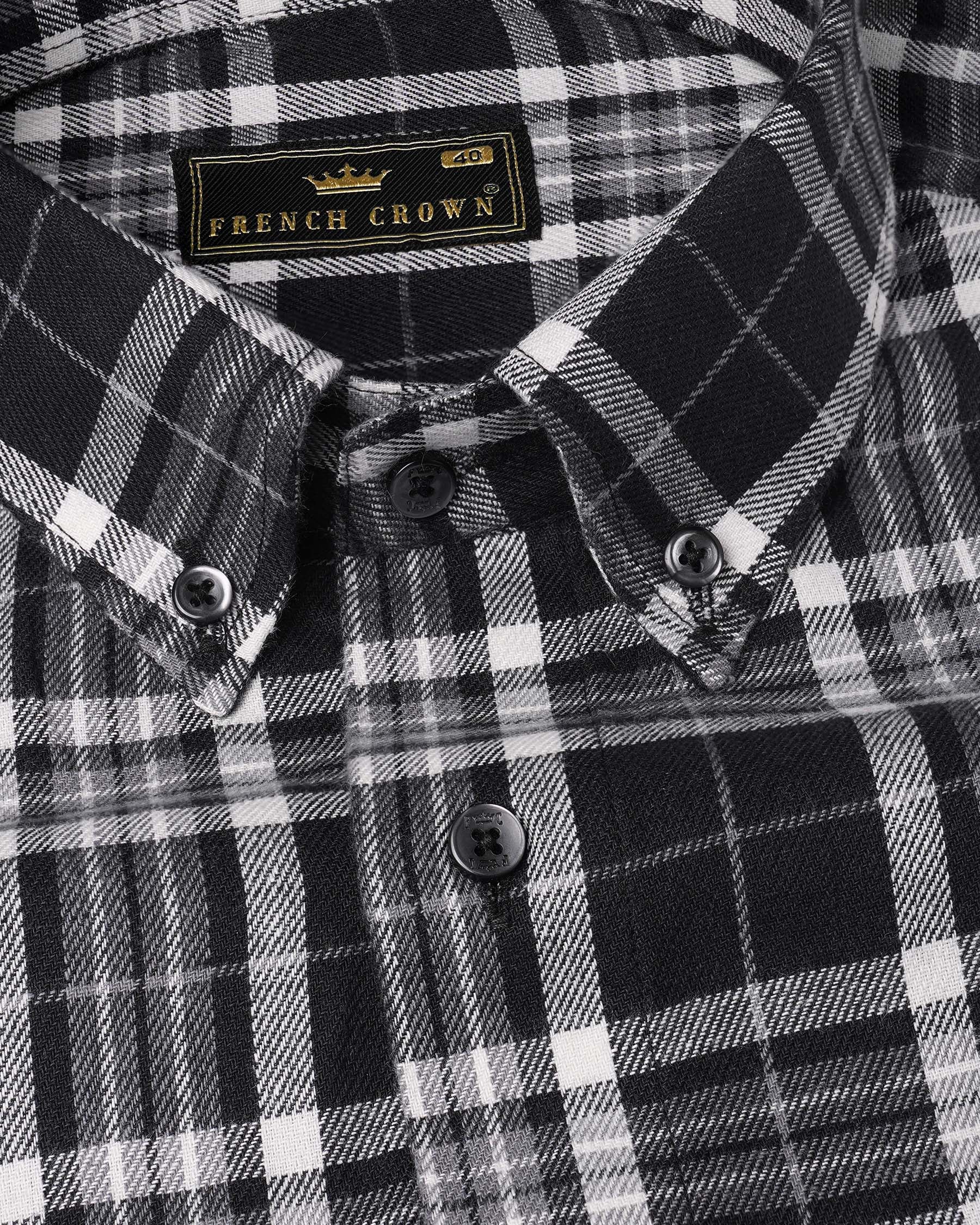Jade Black and Quartz Gray Plaid Flannel Shirt