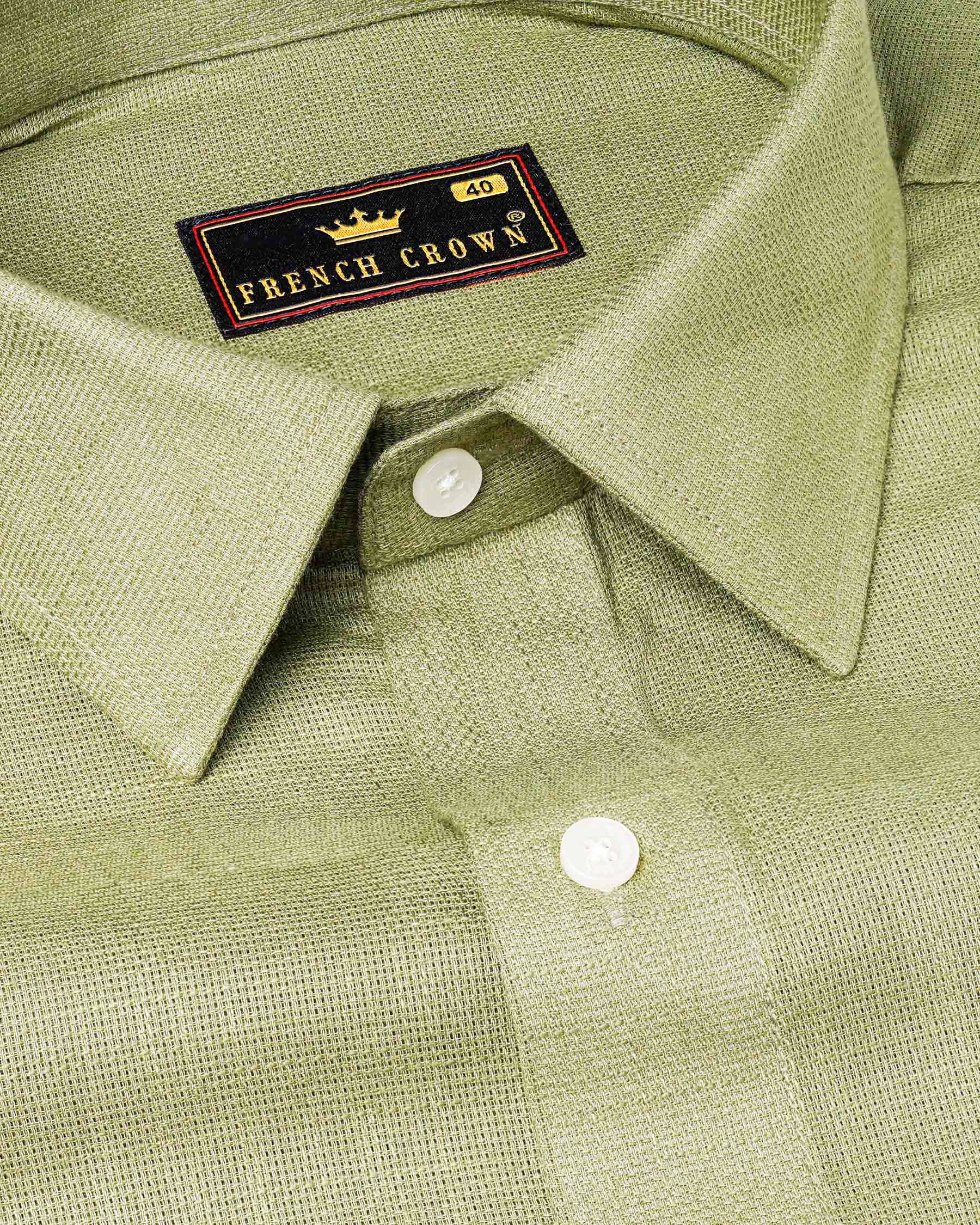 Olivine Green Dobby Textured Premium Giza Cotton Shirt