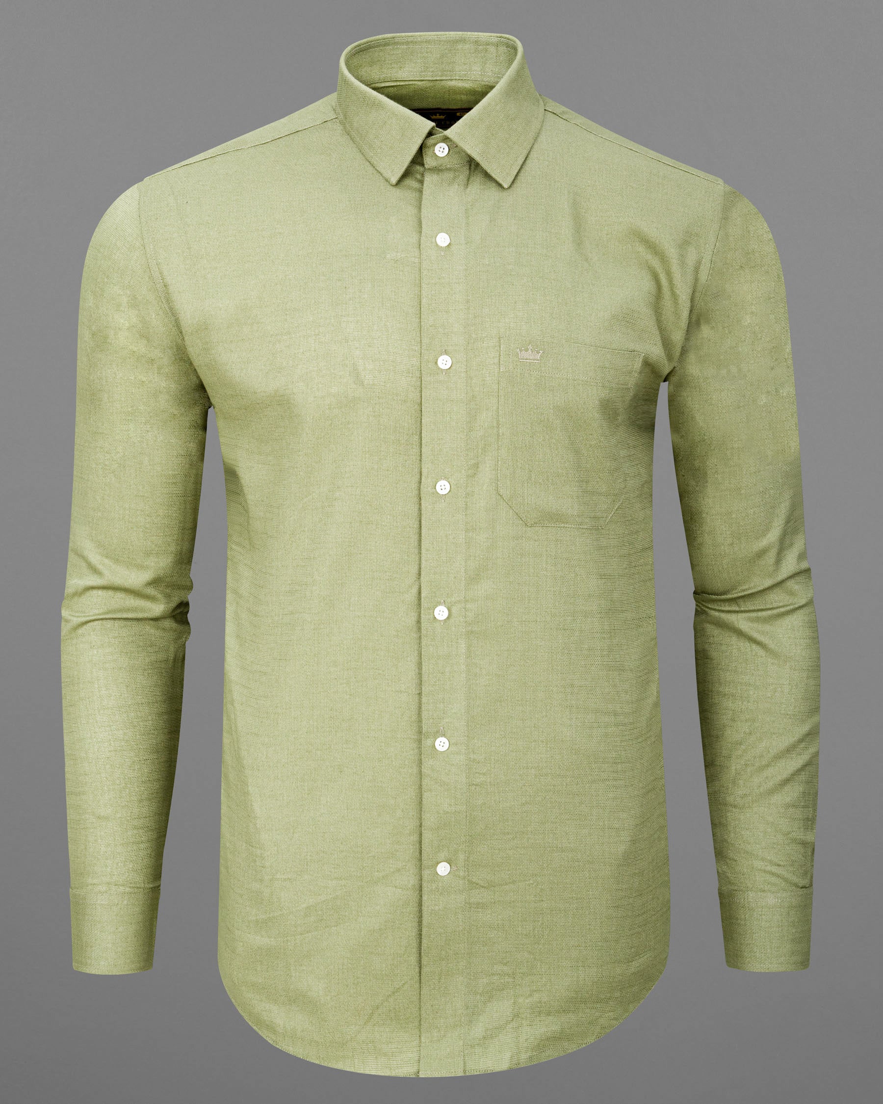 Olivine Green Dobby Textured Premium Giza Cotton Shirt