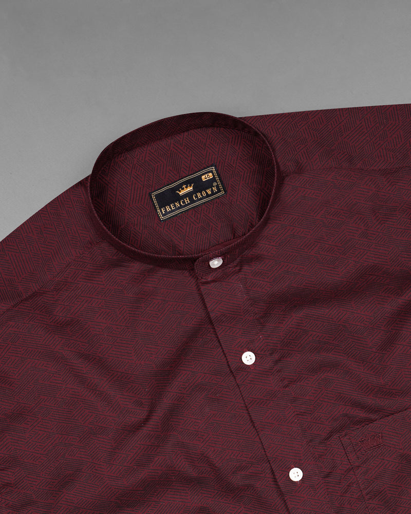 Wine Berry Printed Premium Cotton Shirt