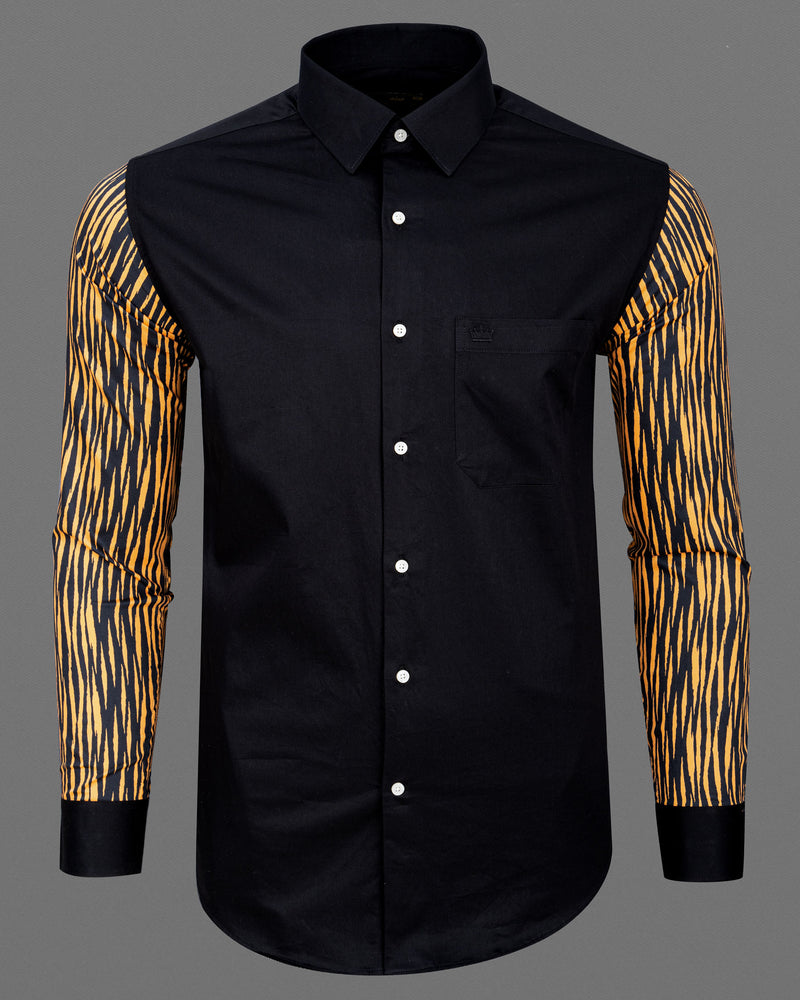 Jade Black with Tiger Stripes Printed Super Soft Premium Cotton Designer Shirt