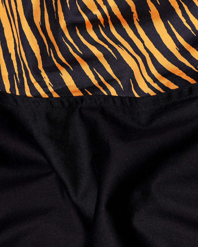 Jade Black with Tiger Stripes Printed Super Soft Premium Cotton Designer Shirt