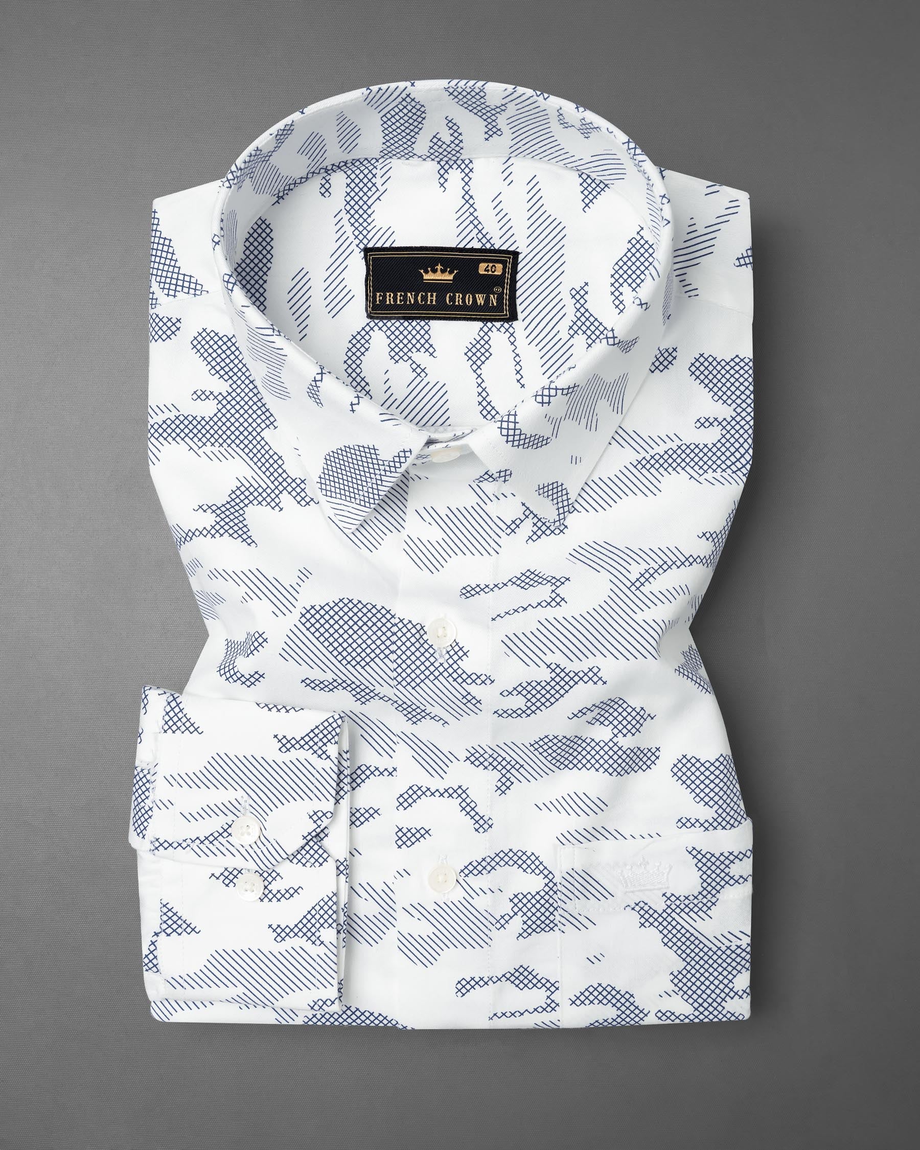 Bright White Camouflage Super Soft Premium Cotton Shirt