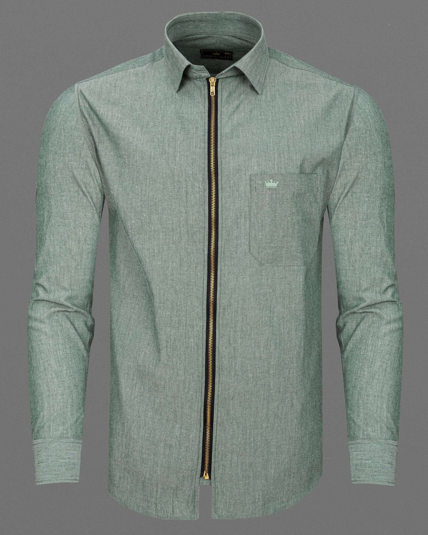 Chalice Green Dobby Textured overshirt/Shacket