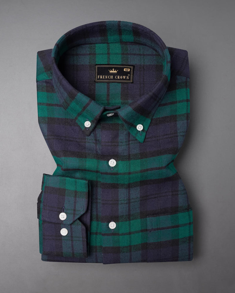 Tolopea with Aqua Deep Green Flannel Shirt