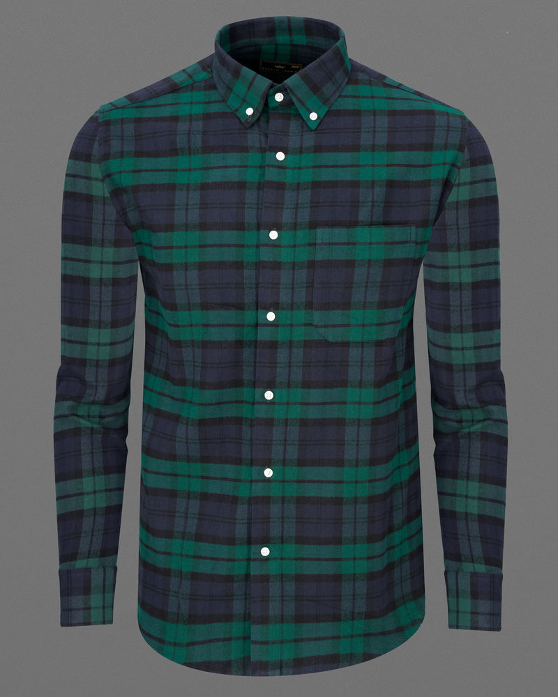 Tolopea with Aqua Deep Green Flannel Shirt