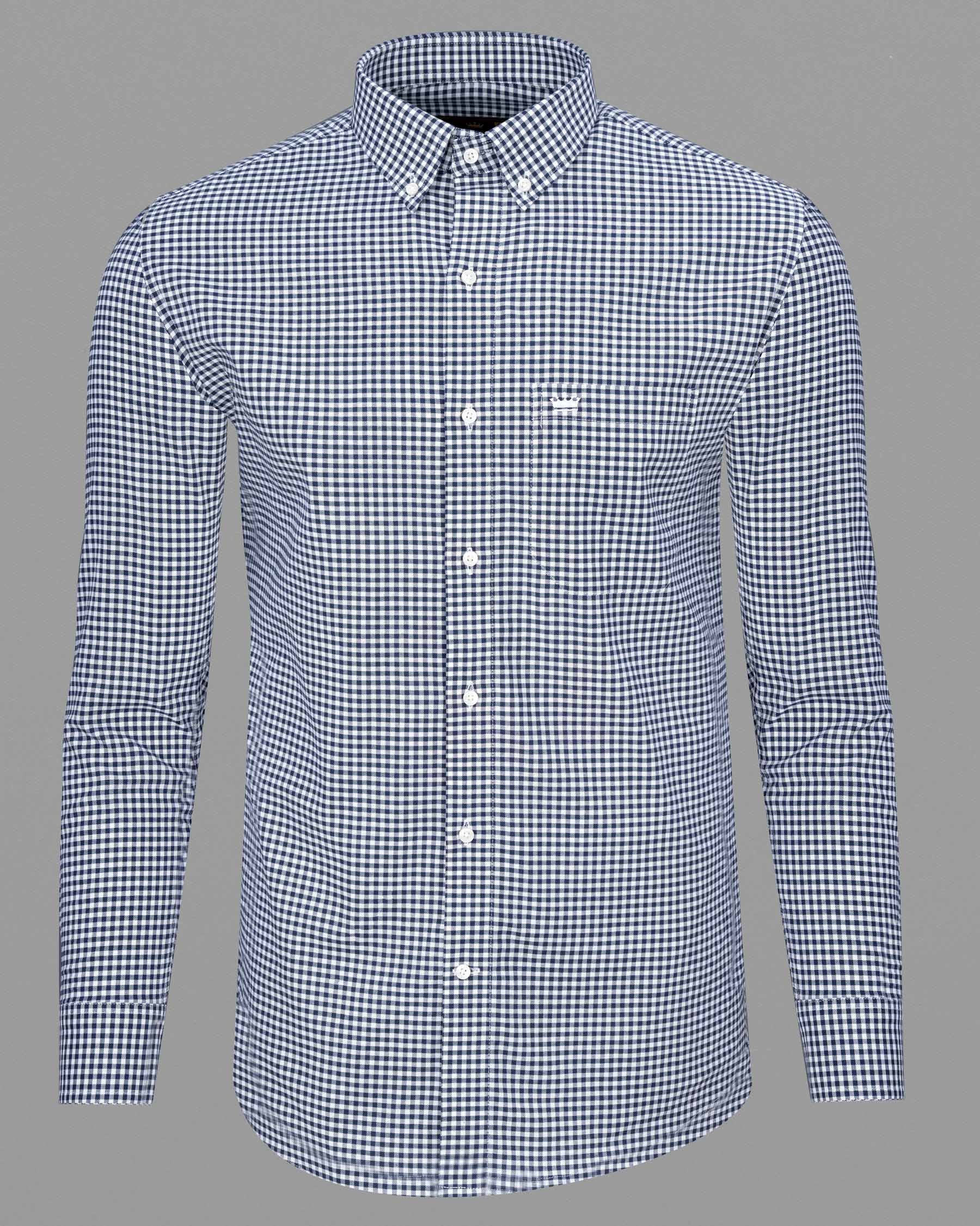 Downriver Blue and White Gingham Checkered Royal Oxford Shirt