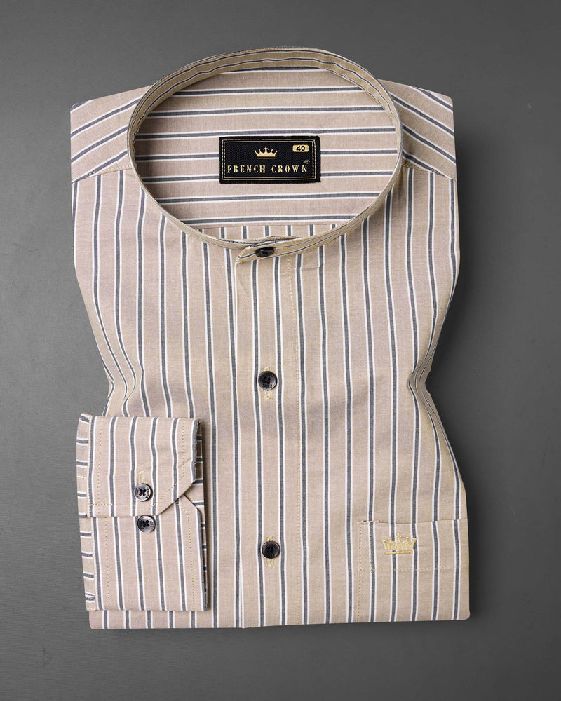 Eagle Brown Striped Premium Cotton Shirt