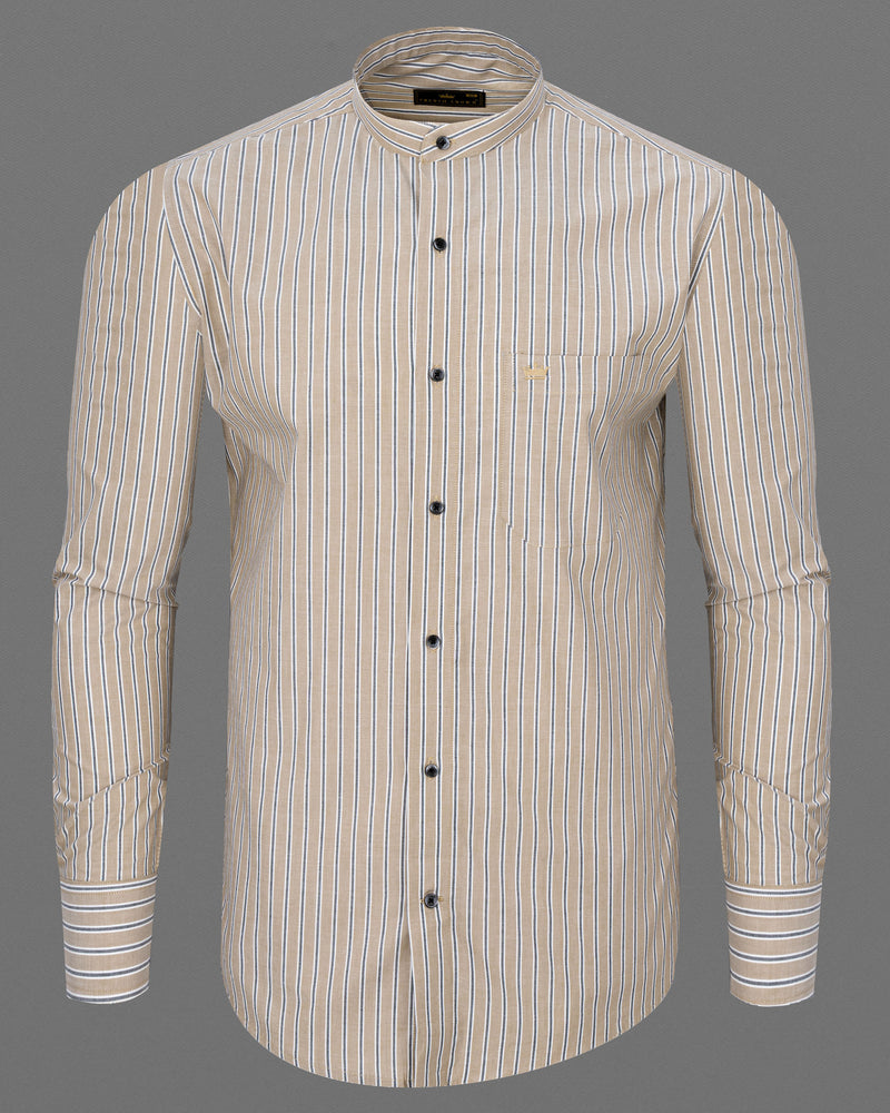 Eagle Brown Striped Premium Cotton Shirt