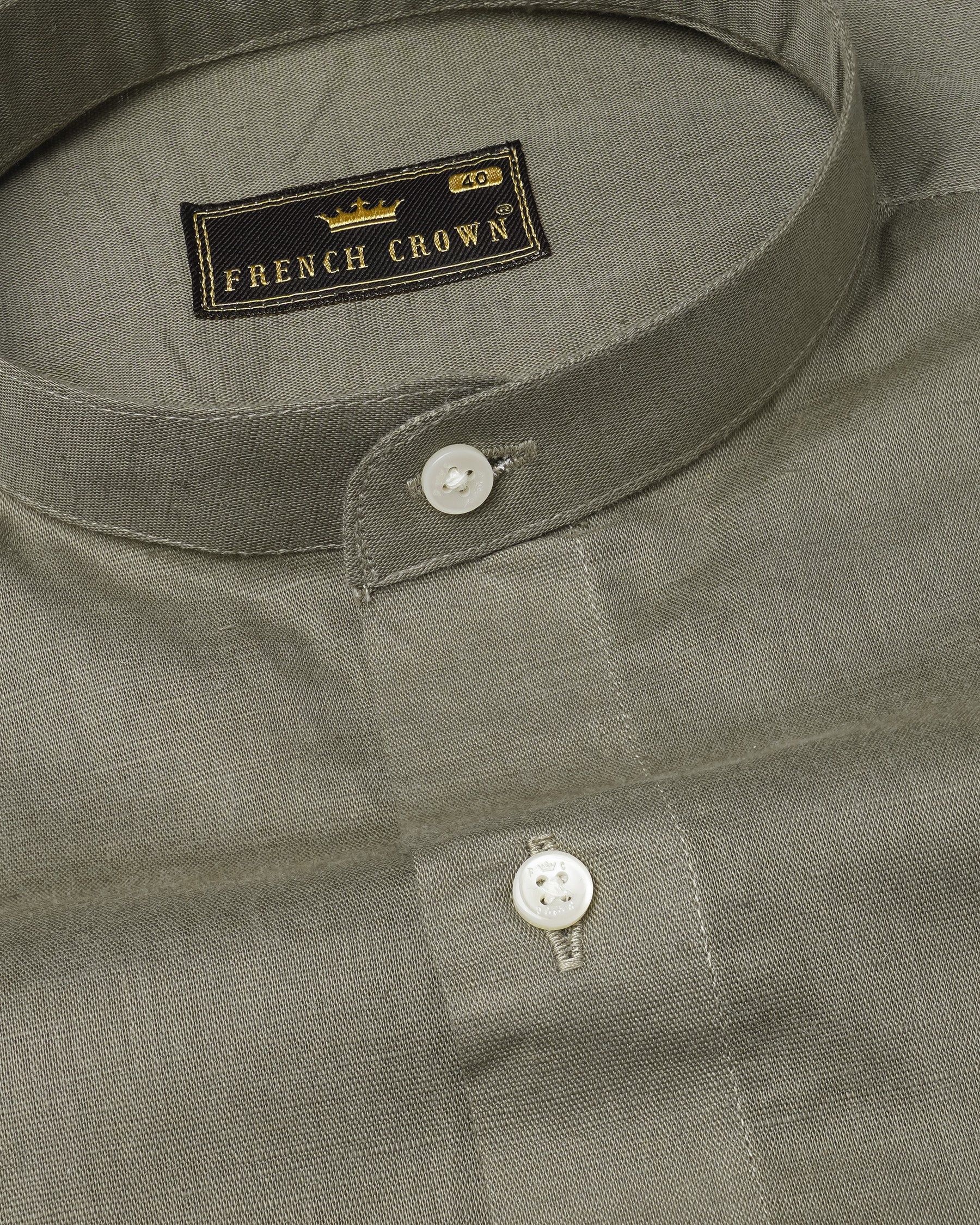 Pale Oyster Green Luxurious Linen Shirt