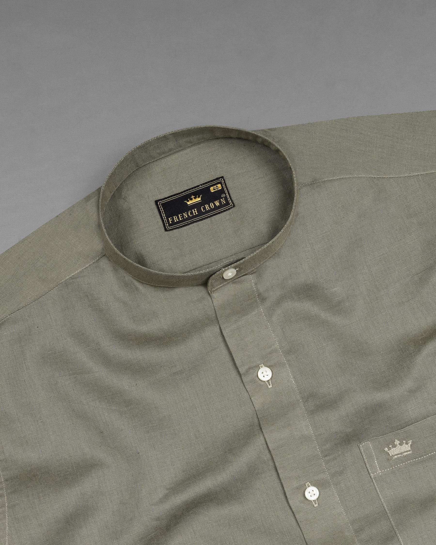 Pale Oyster Green Luxurious Linen Shirt