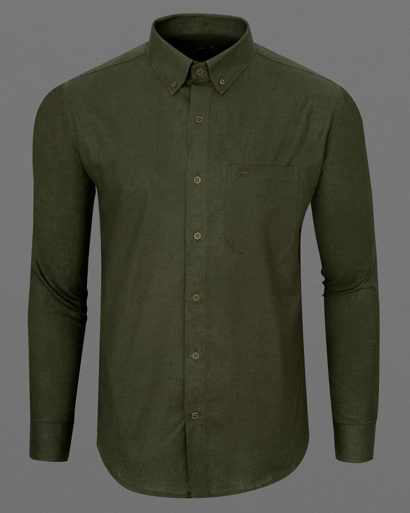 Asparagus Green Luxurious Linen Shirt