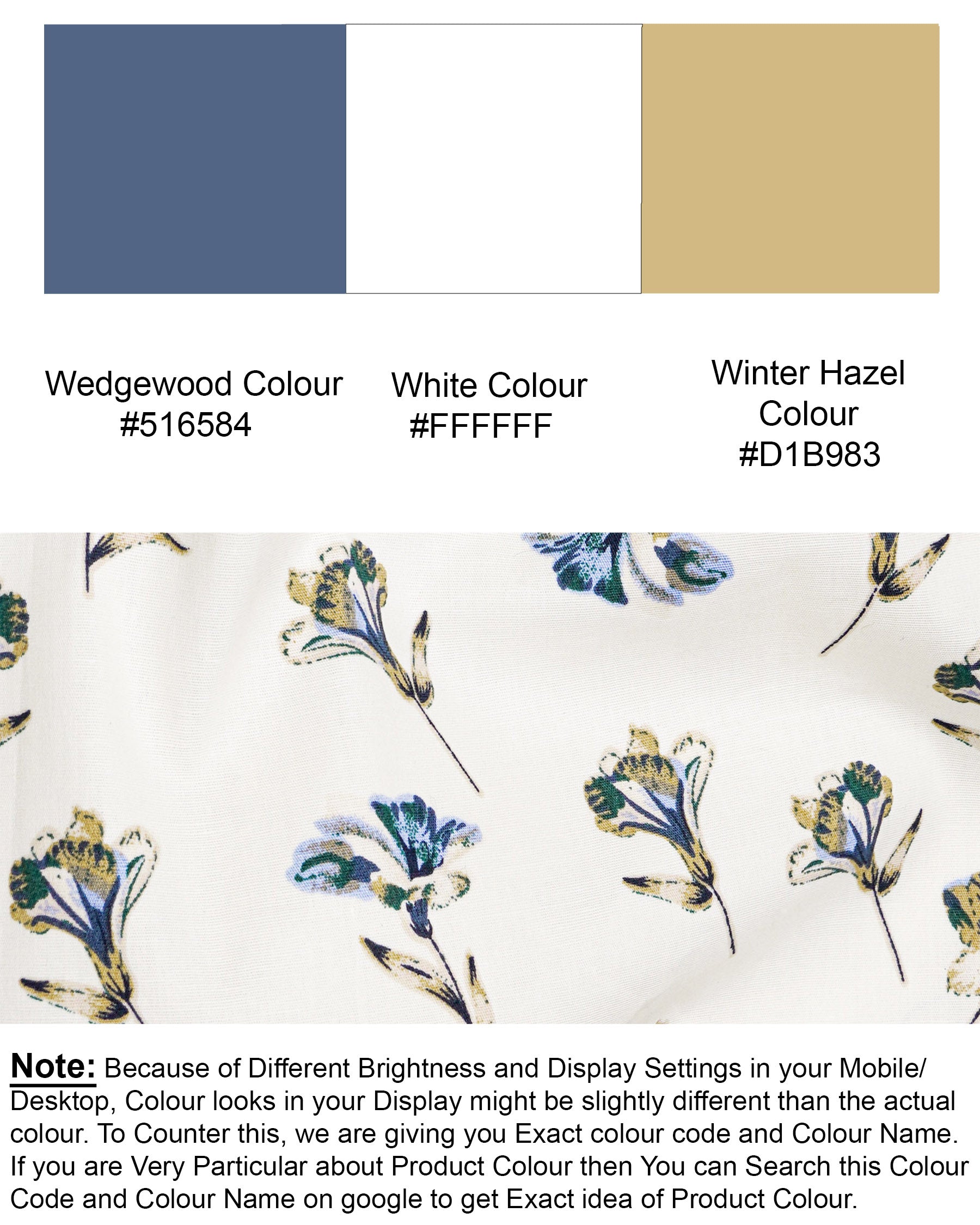 Off White Multicolor Floral Printed Premium Cotton Shirt