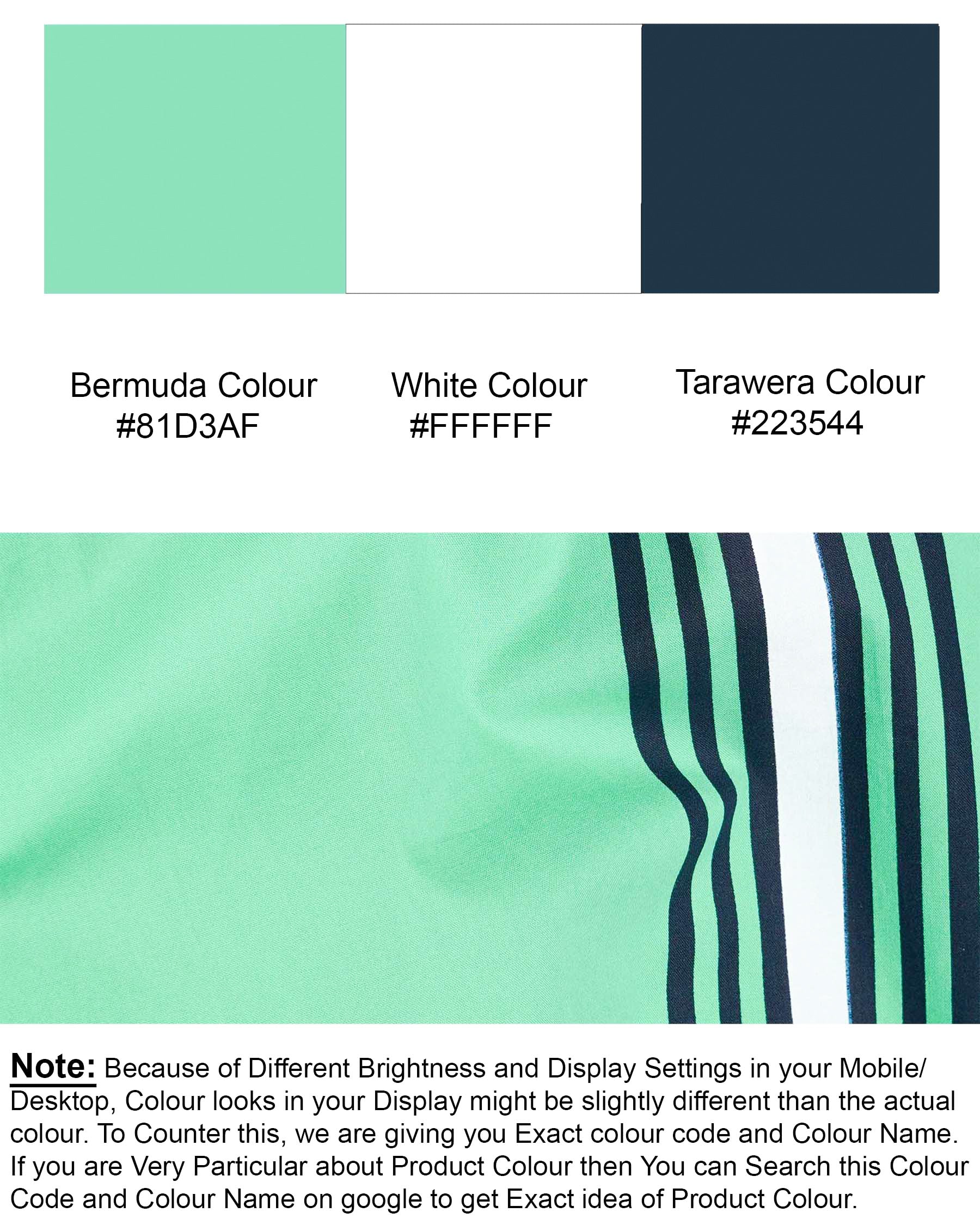 Bermuda Green with Striped Premium Cotton Shirt
