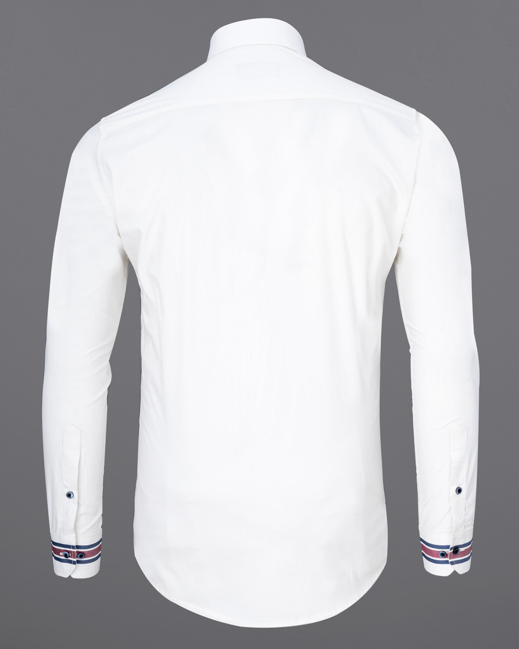 Bright White with Striped Premium Cotton Shirt