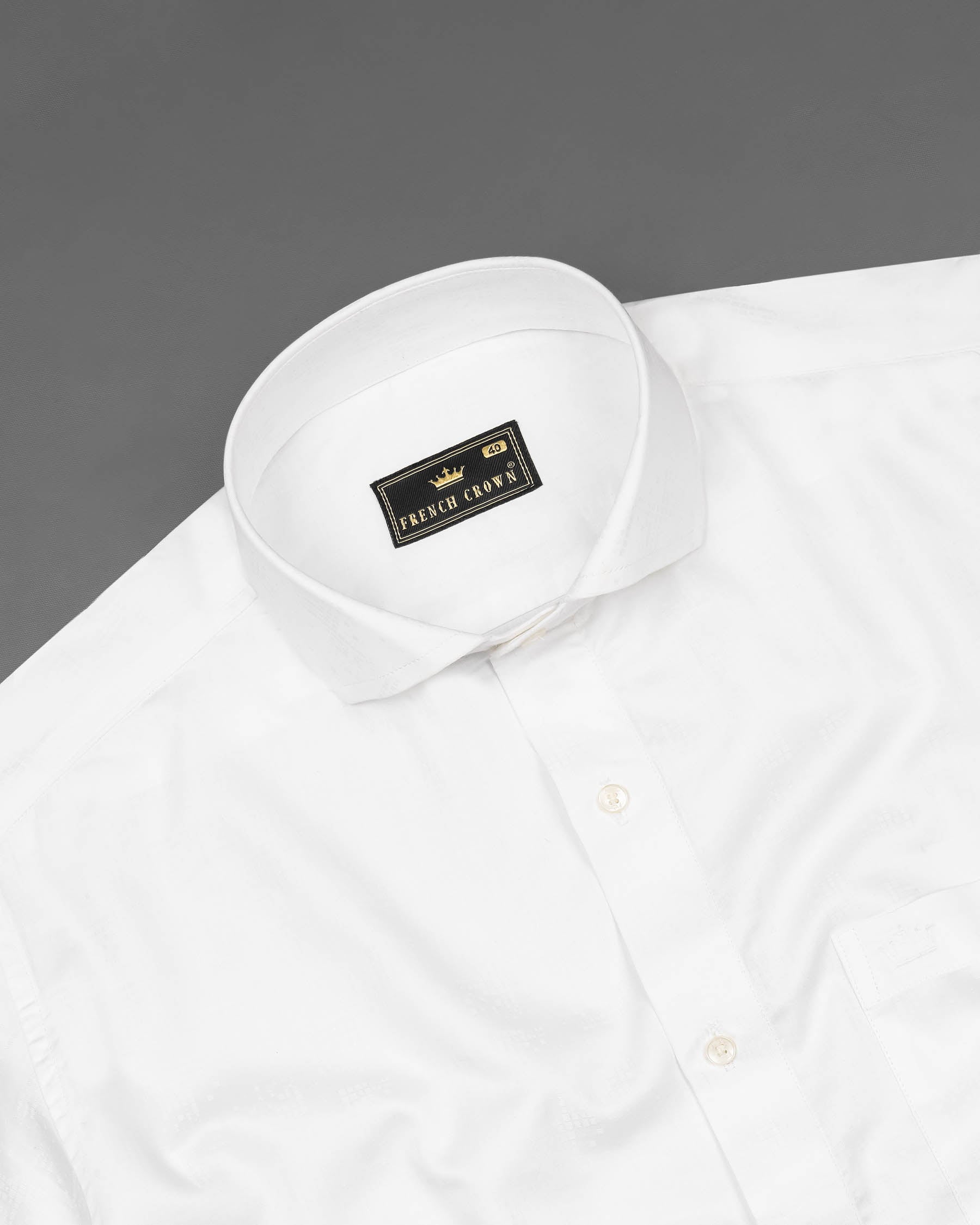 Bright White Jacquard Textured Premium Giza Cotton Shirt