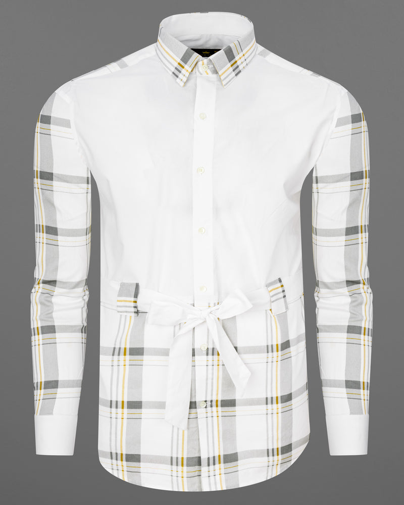 Bright White Plaid Premium Cotton Designer Shirt