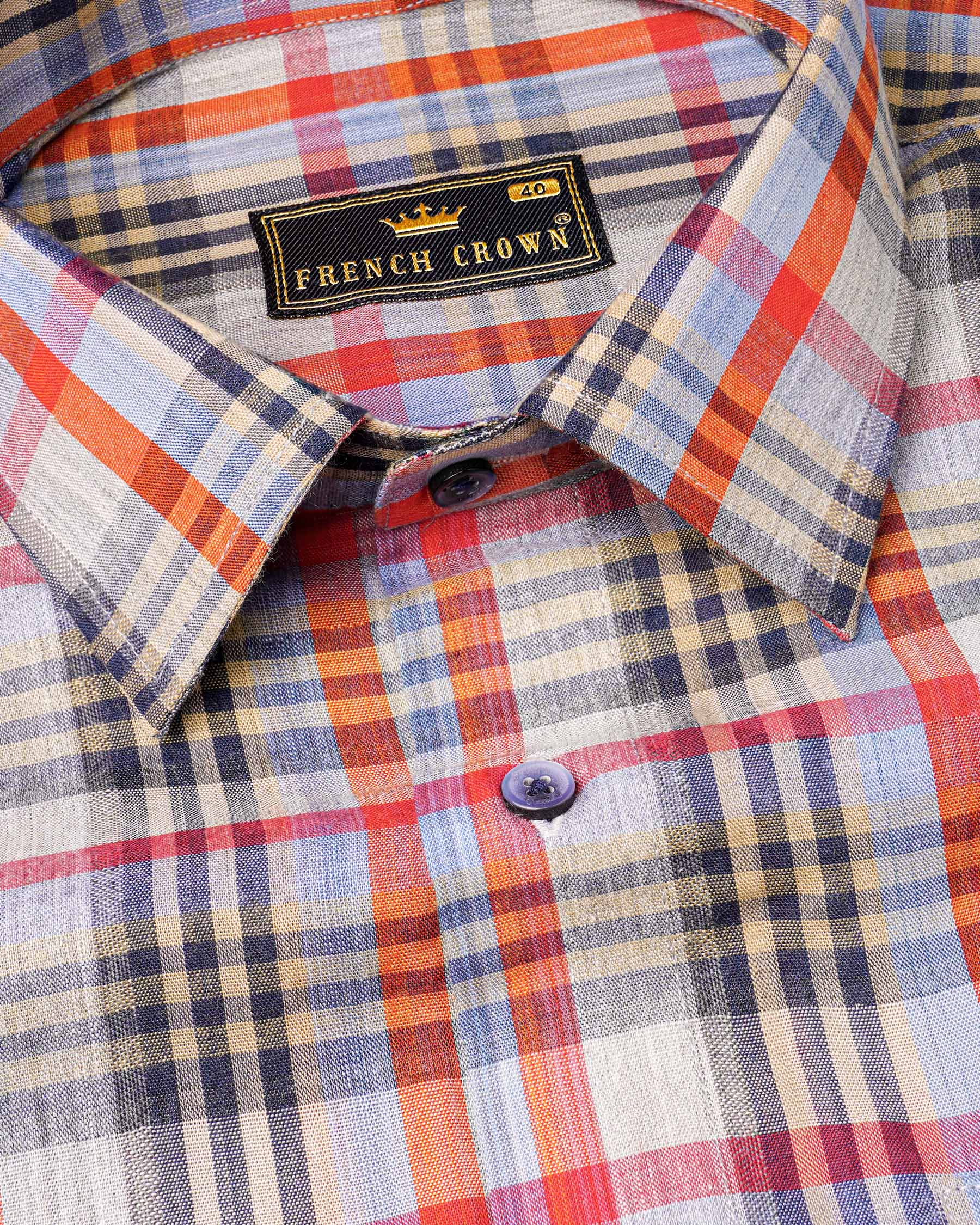 Almond Brown Plaid Dobby Textured Premium Giza Cotton Shirt
