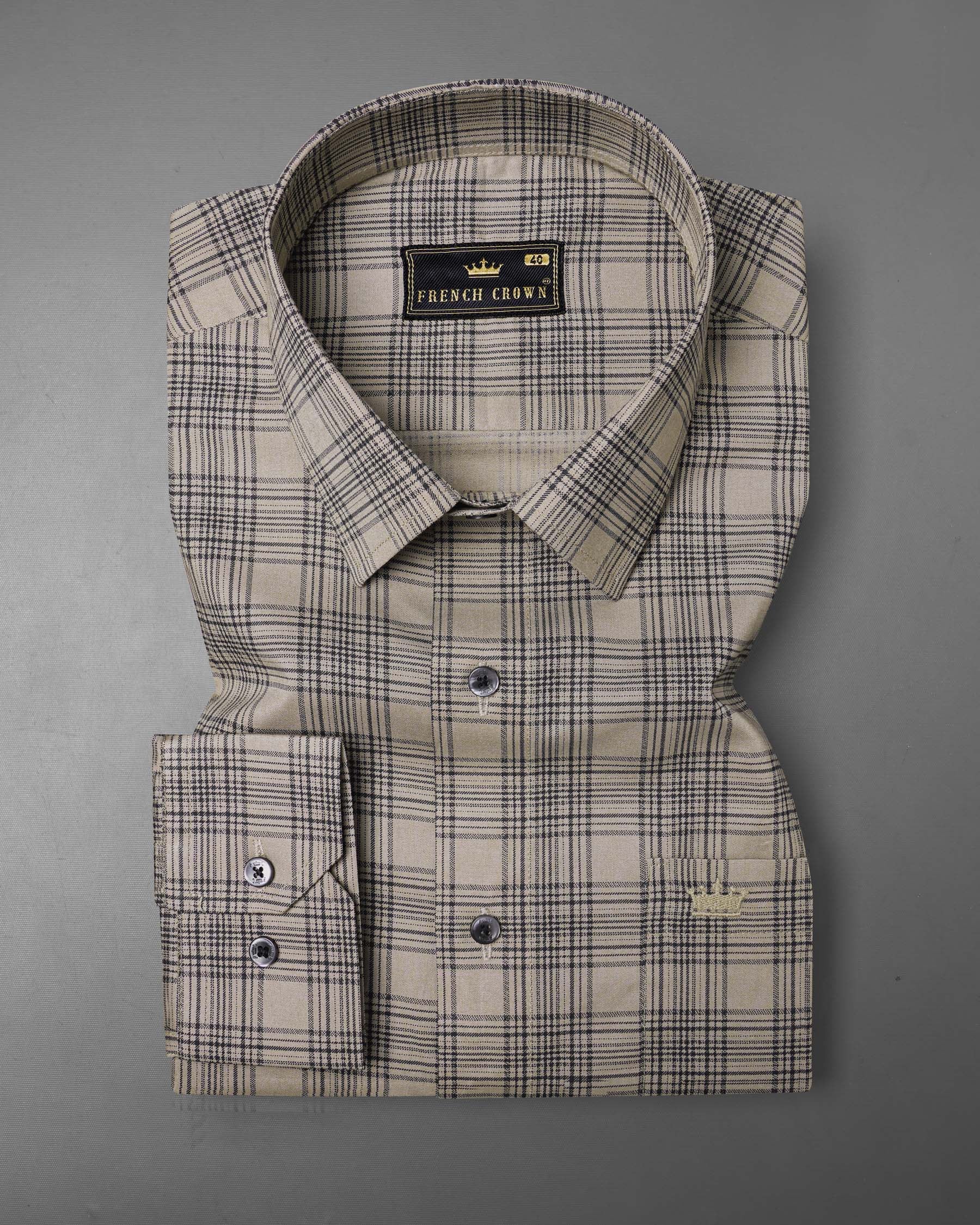 Cinereous Brown Plaid Premium Cotton Shirt
