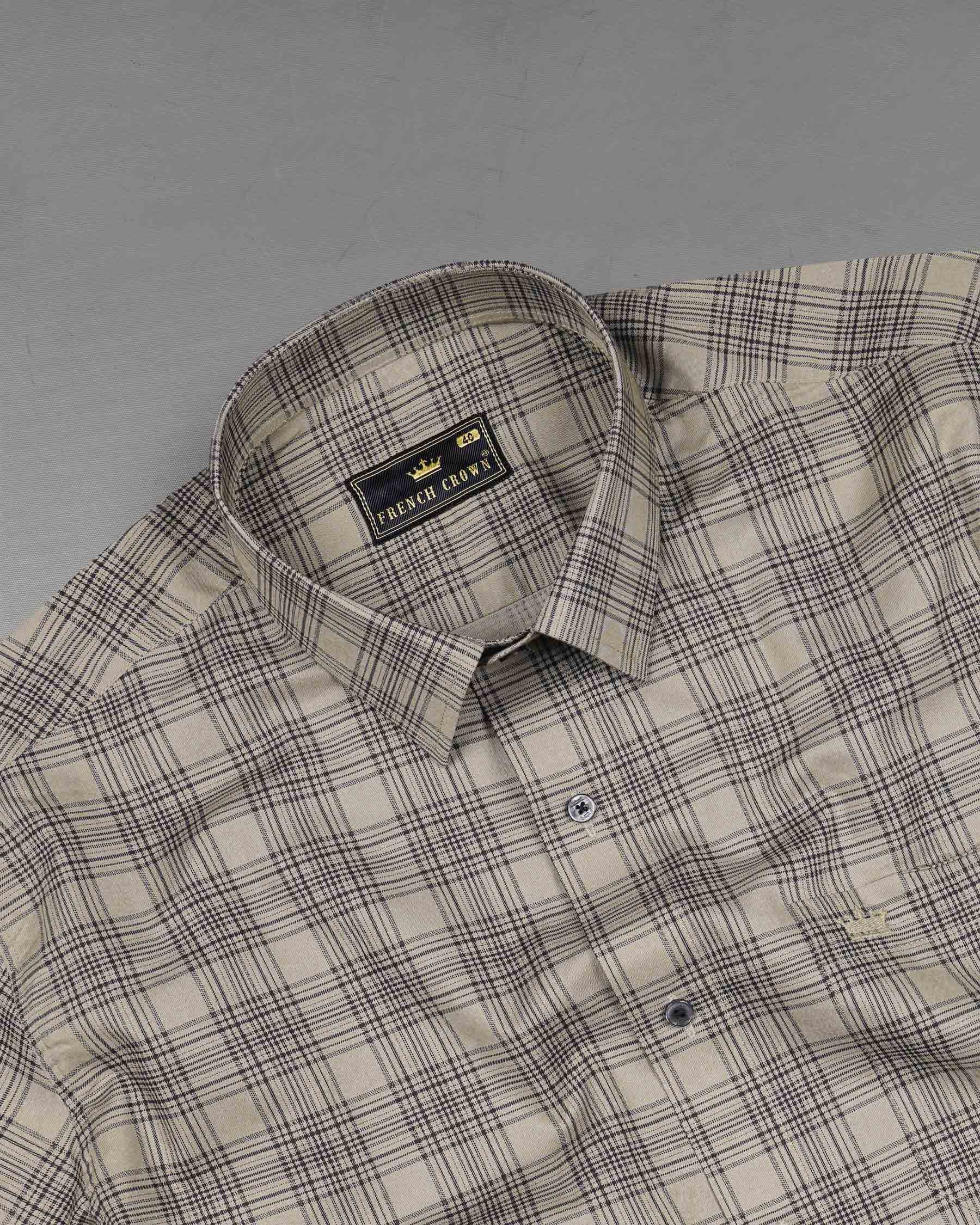 Cinereous Brown Plaid Premium Cotton Shirt