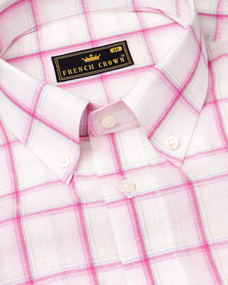 Carnation Pink Plaid Premium Cotton Shirt