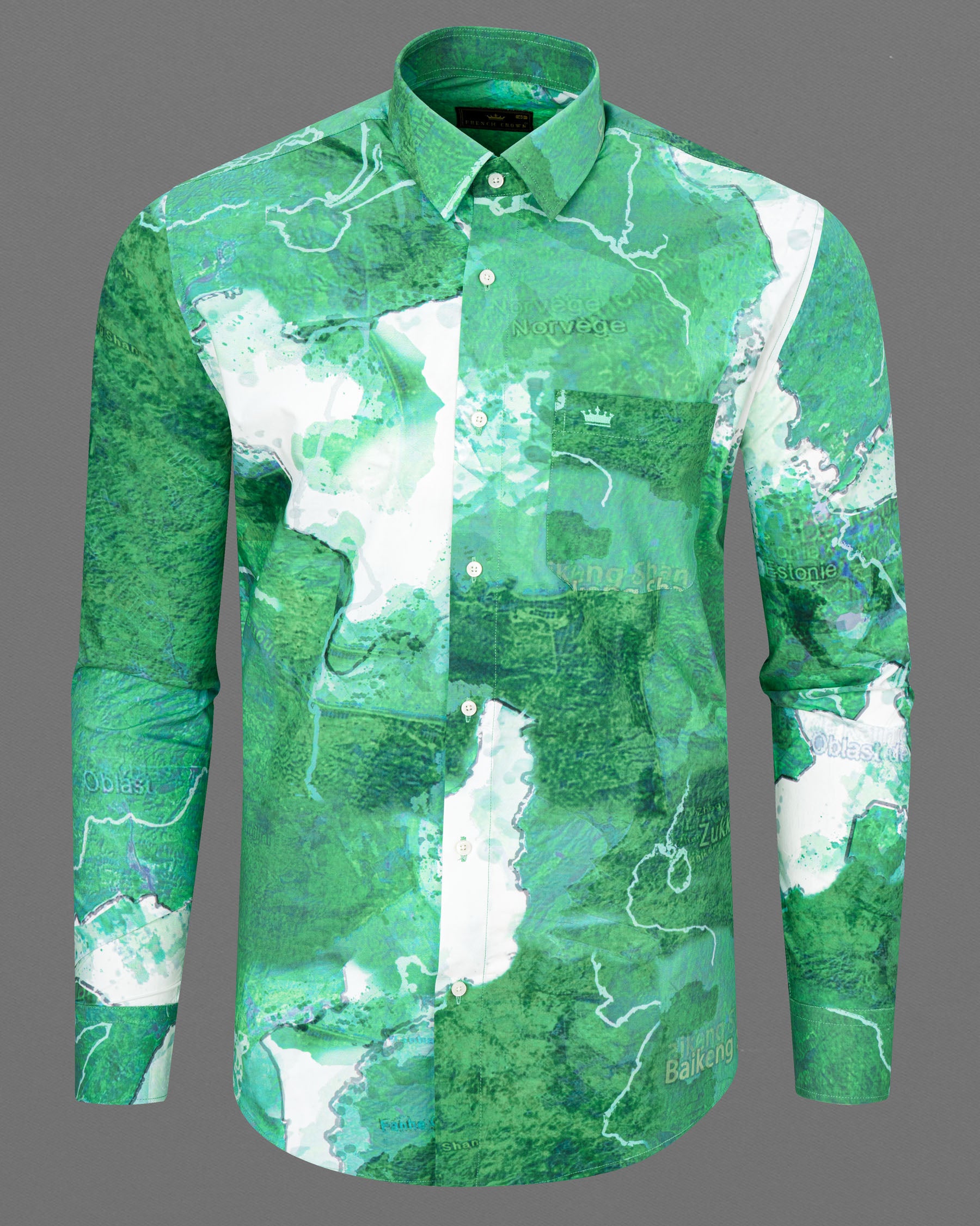 Mantis Green Marble Printed Premium Cotton Shirt